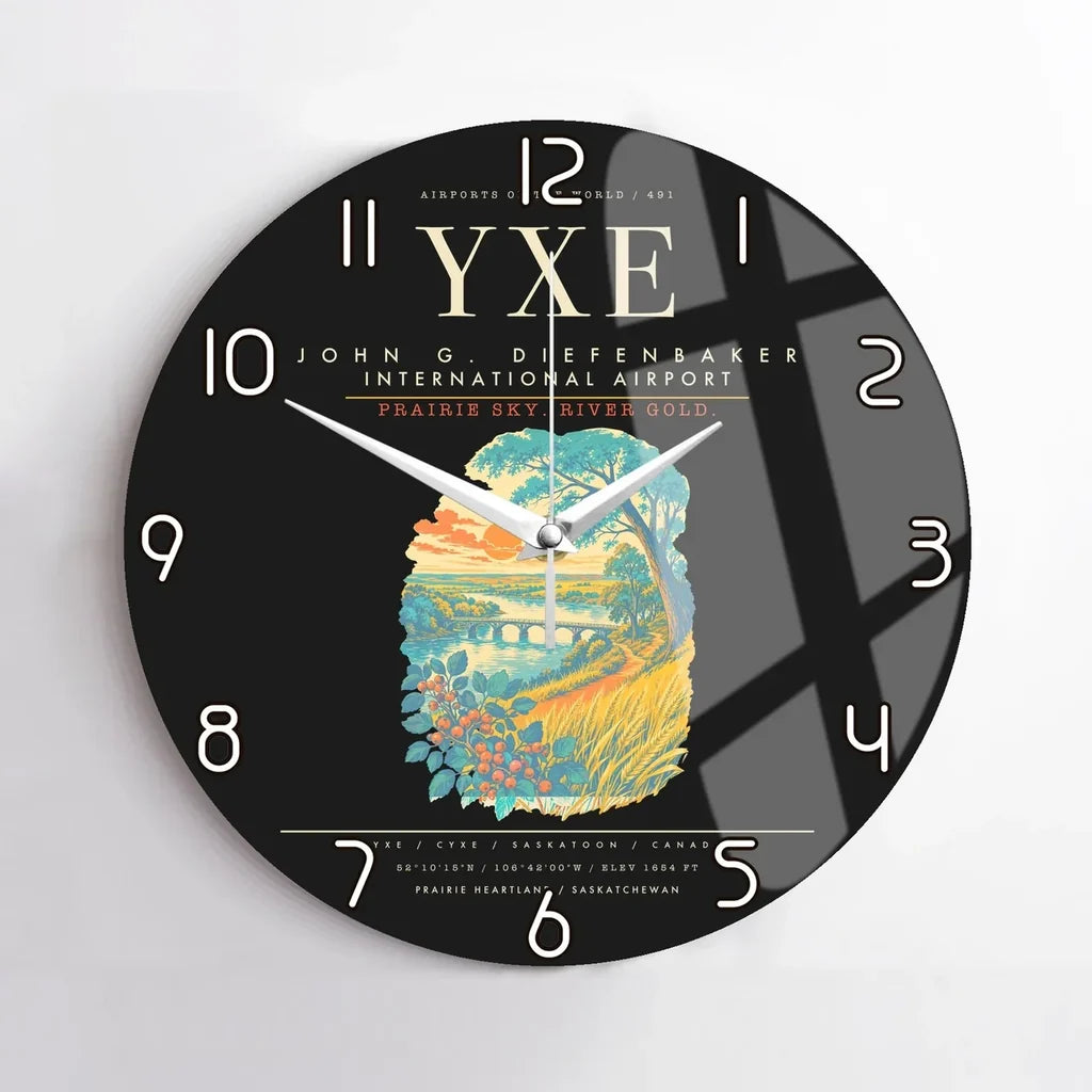 Saskatoon John G. Diefenbaker International Airport YXE Wall-Clock No-Frame - Black