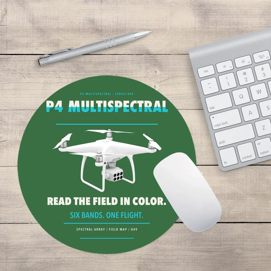 DJI P4 Multispectral design on green round mouse pad