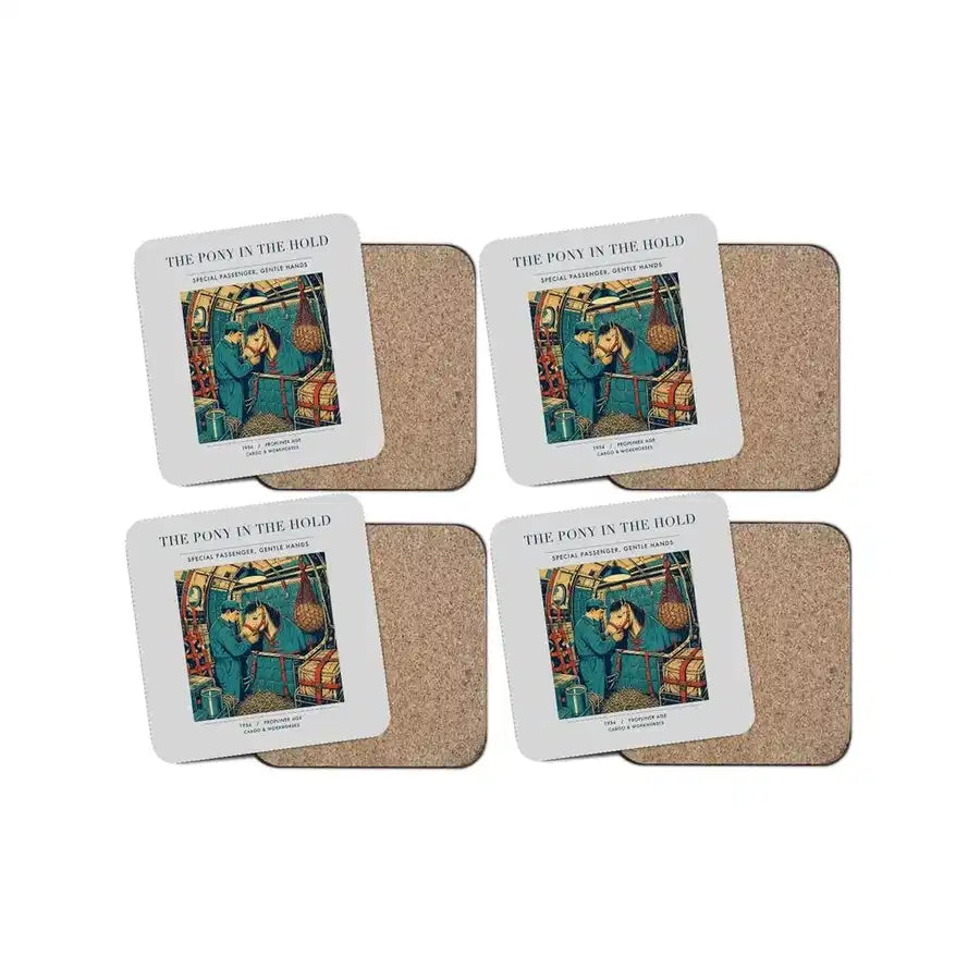 The Pony In The Hold - Designed Coasters design on light gray 4-pieces-set
