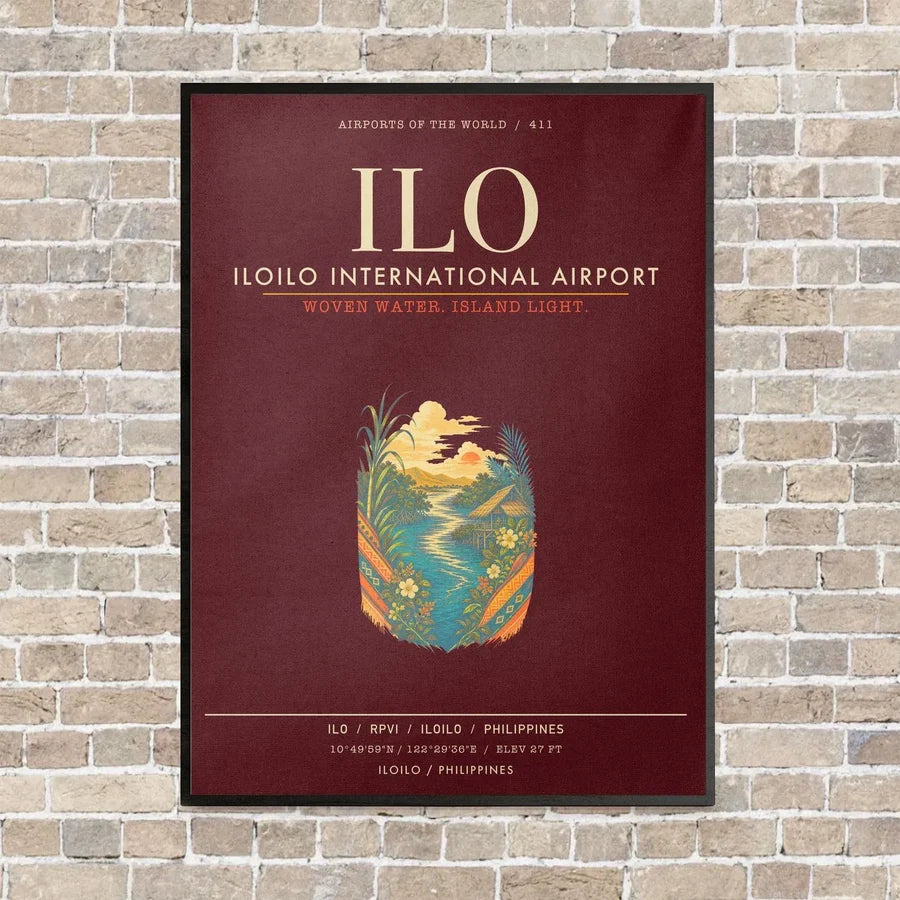Iloilo International Airport ILO - Canvas Framed - Dark Red
