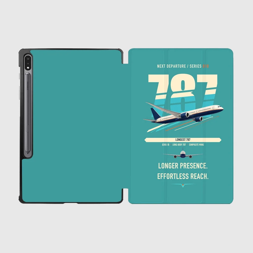 Boeing 787-10 Dreamliner design on turquoise samsung tablet tablet case