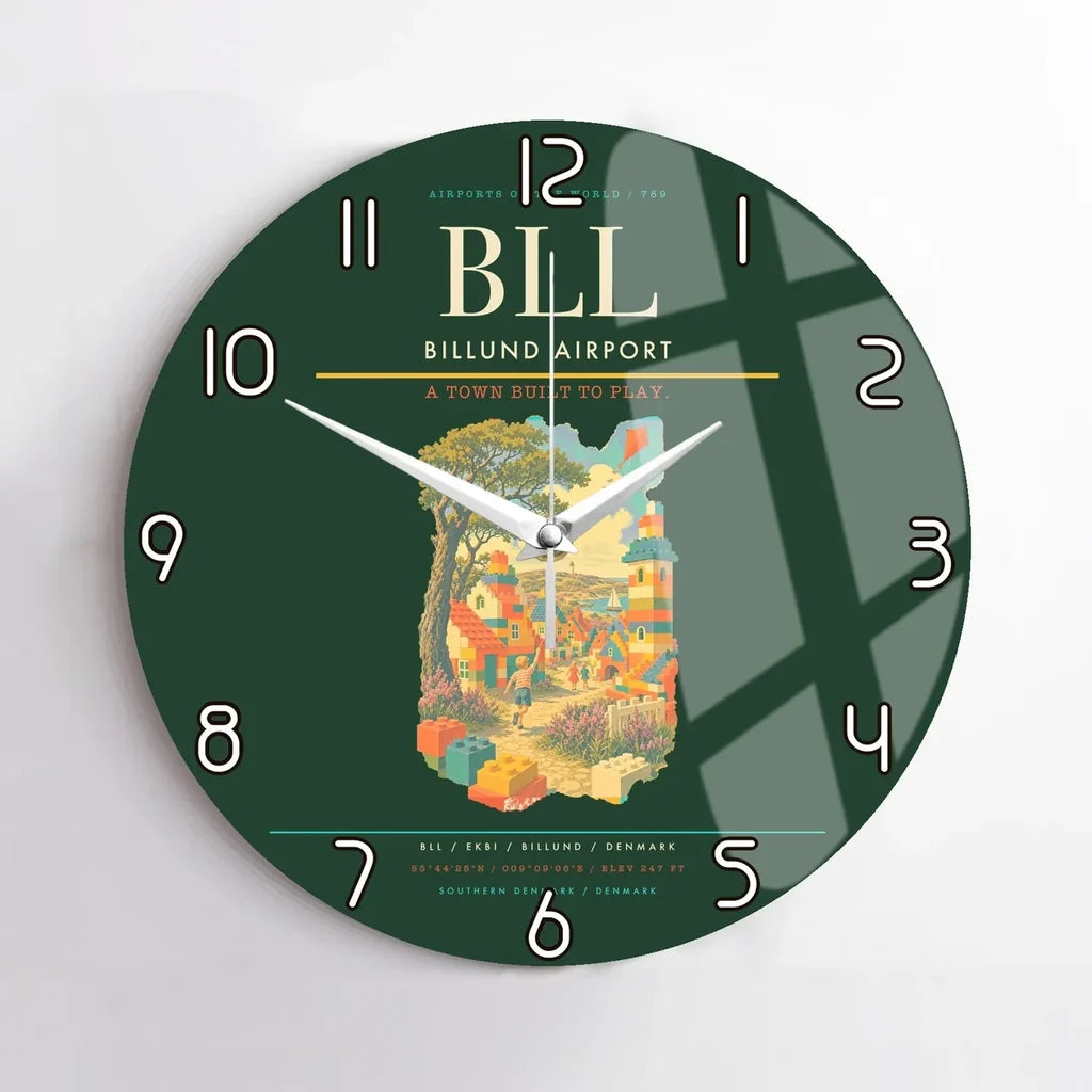 Billund Airport BLL Wall-Clock No-Frame - Dark Green