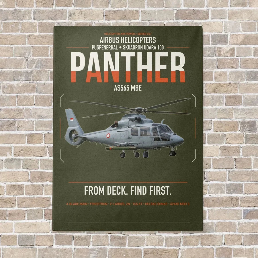 Airbus Helicopters AS565 MBe Panther vertical canvas print - no frame - green army background