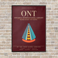 Thumbnail for Ontario International Airport ONT - Canvas Framed - Dark Red