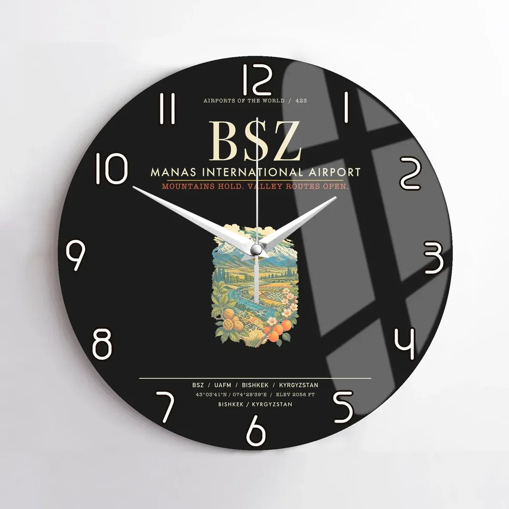 Manas International Airport Bishkek BSZ Wall-Clock No-Frame - Black