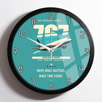 Thumbnail for Boeing 767-300F design on turquoise framed wall clock