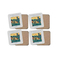 Thumbnail for The Airfield Cat's Rounds - Designed Coasters design on light gray 4-pieces-set