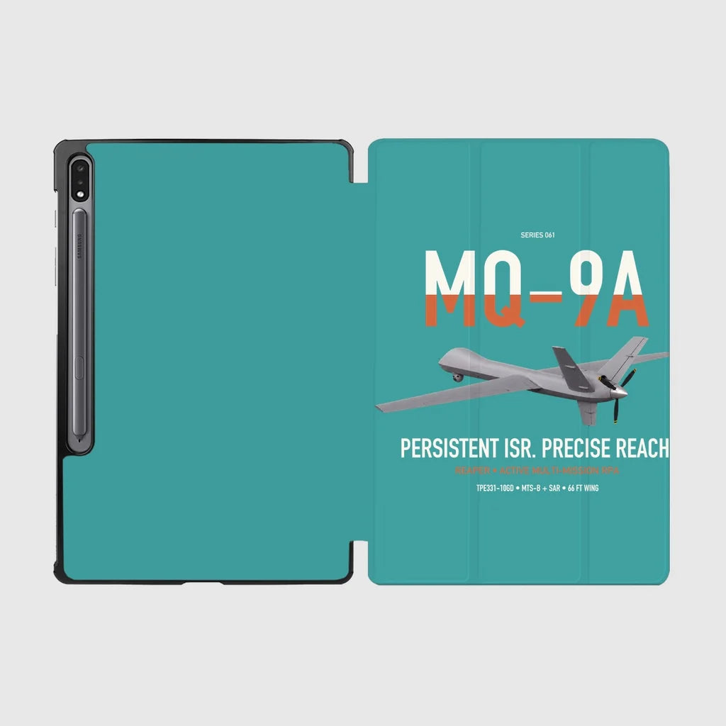 MQ-9A Reaper design on turquoise samsung tablet tablet case