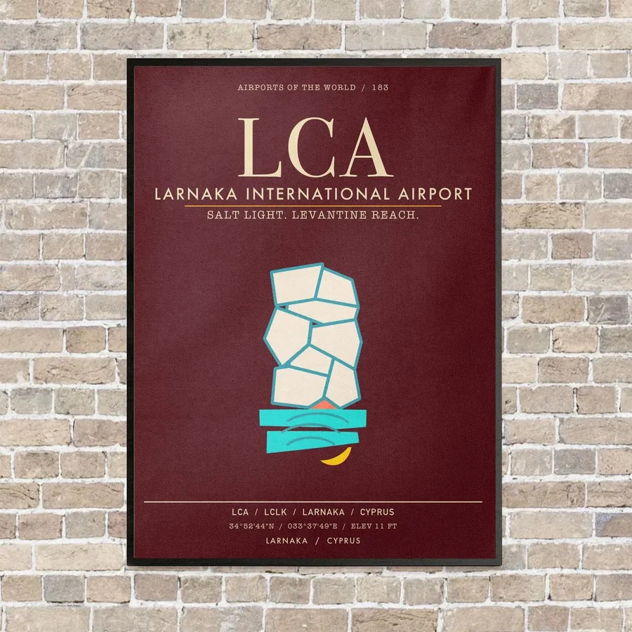 Larnaka International Airport LCA - Canvas Framed - Dark Red