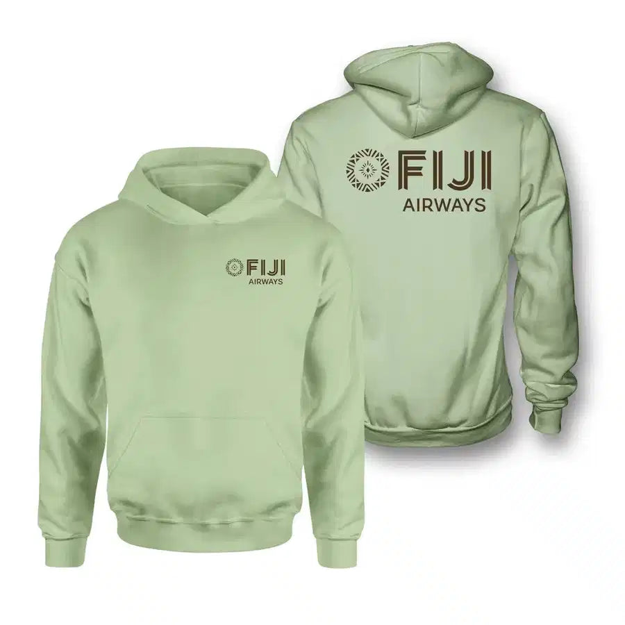 Fiji Airways Airlines logo on light green double side hoodie