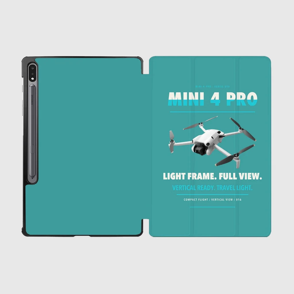 DJI Mini 4 Pro design on turquoise samsung tablet tablet case