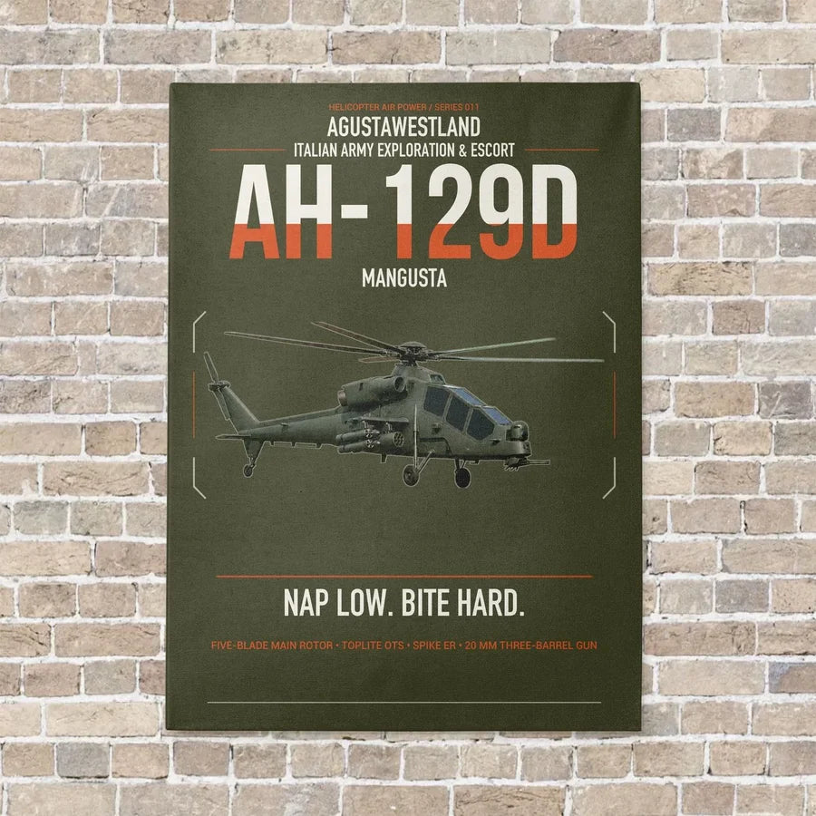 AgustaWestland AH-129D Mangusta vertical canvas print - no frame - green army background