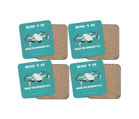 Thumbnail for DJI Mini 2 SE design on turquoise 4 pieces set coaster