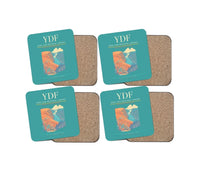 Thumbnail for Deer Lake Regional Airport (YDF) design on turquoise 4 pieces set coaster