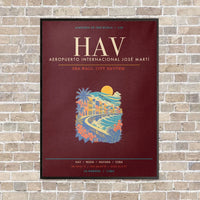 Thumbnail for Jose Marti International Airport Havana HAV - Canvas Framed - Dark Red