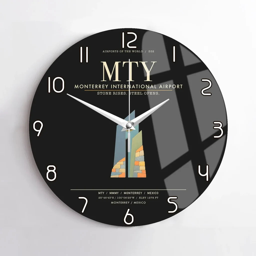 Monterrey International Airport MTY Wall-Clock No-Frame - Black