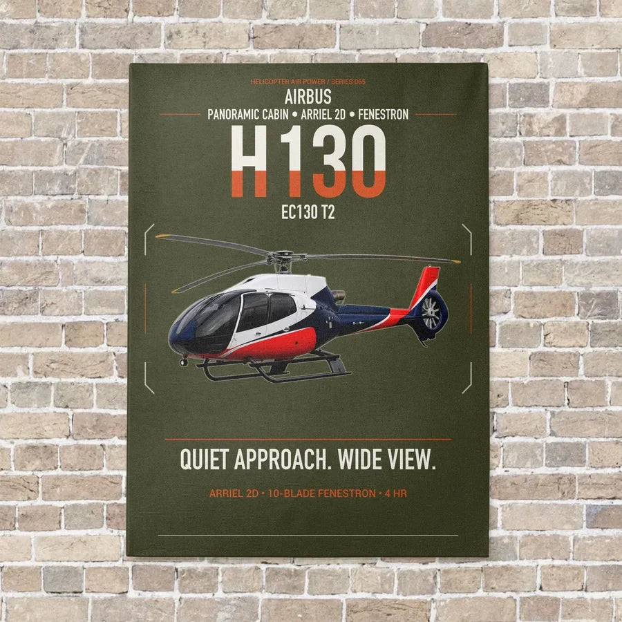 Airbus H130 vertical canvas print - no frame - green army background