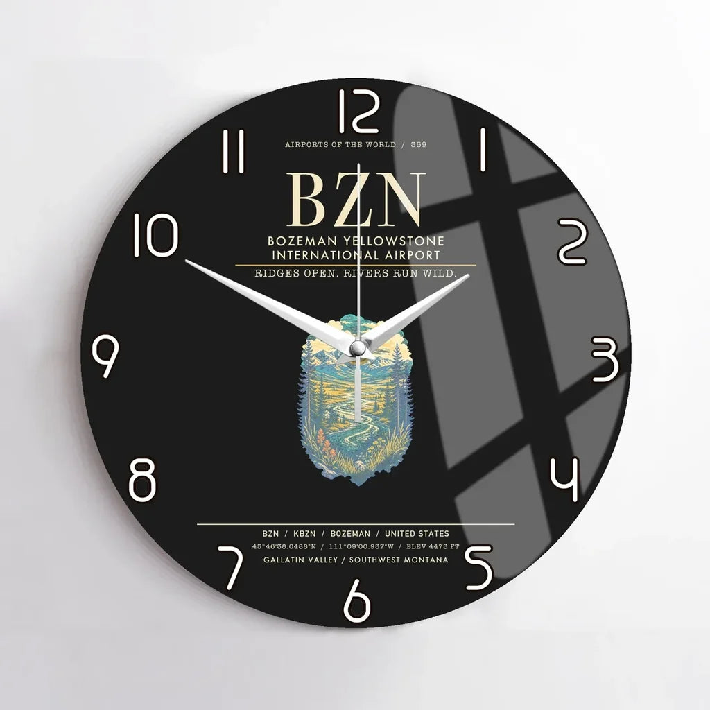 Bozeman Yellowstone International Airport BZN Wall-Clock No-Frame - Black