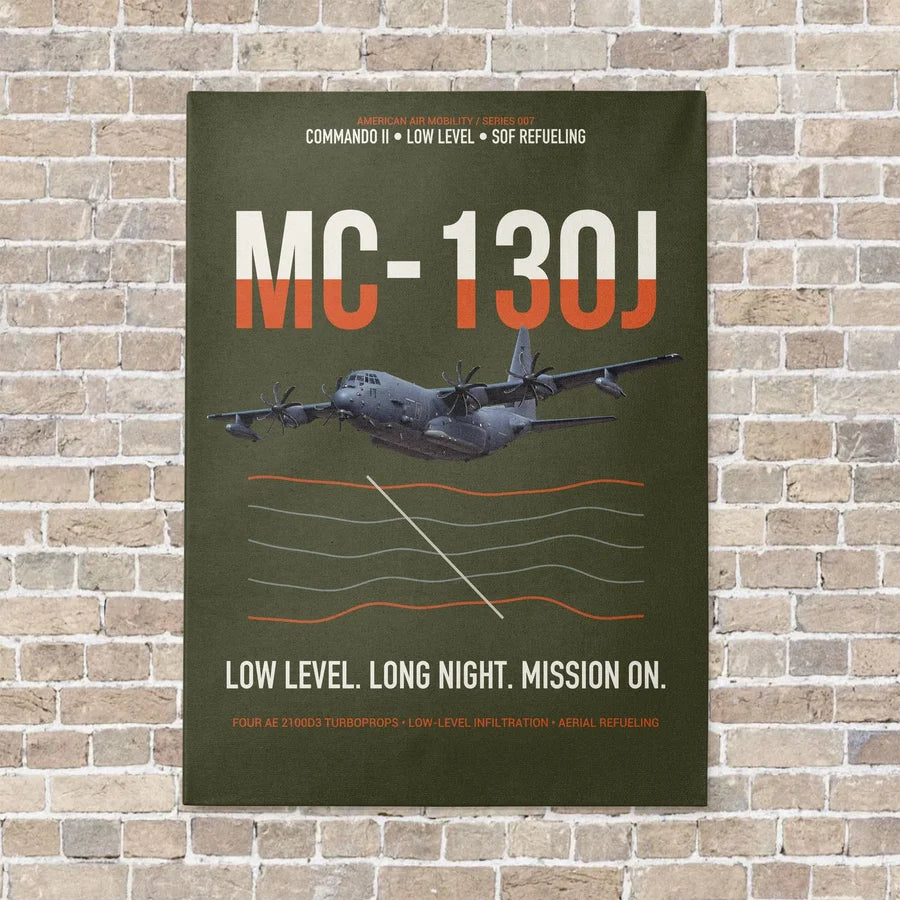 MC-130J COMMANDO II vertical canvas print - no frame - green army background