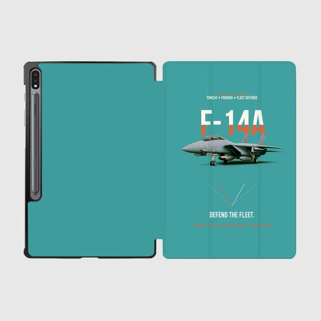 F-14A Tomcat Defend The Fleet design on turquoise samsung tablet tablet case