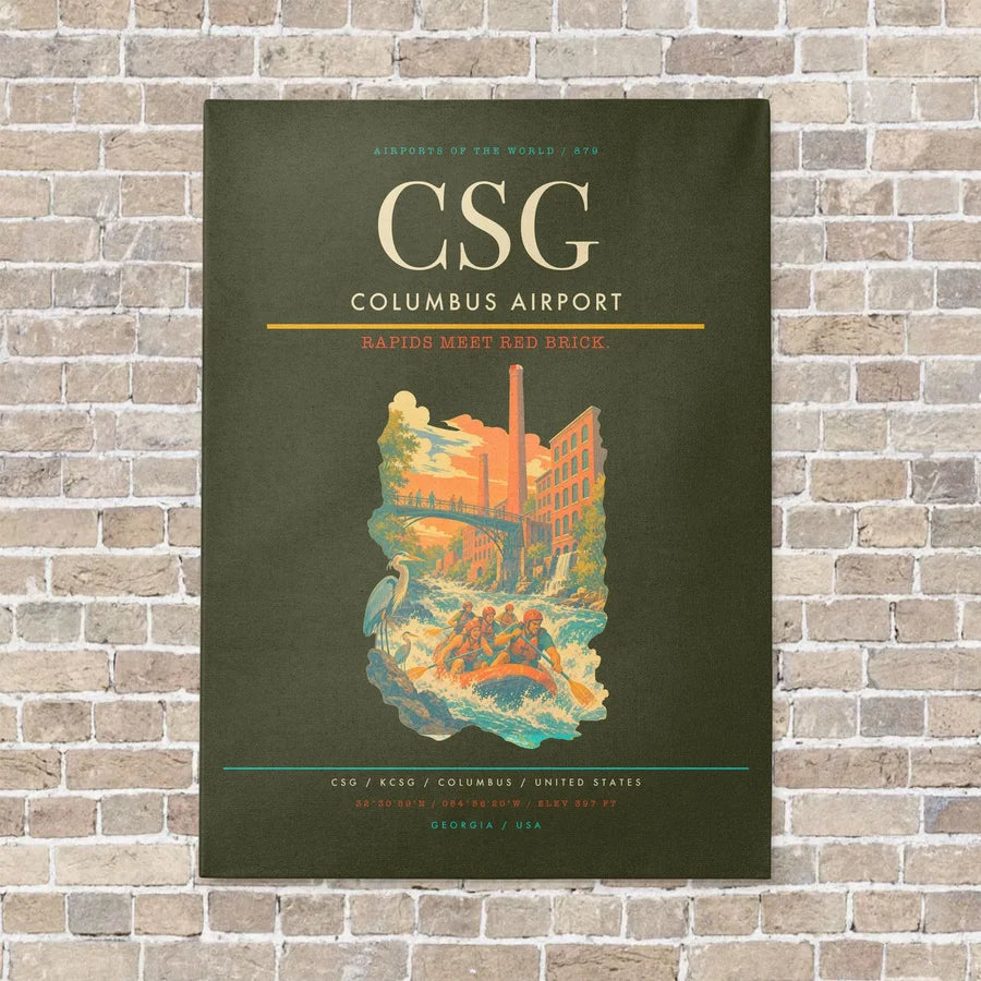 Columbus Airport CSG vertical canvas print - no frame - green army background
