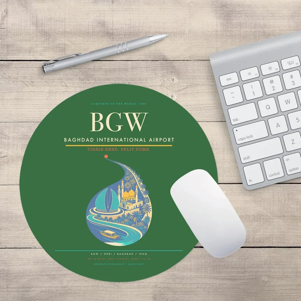 Baghdad International Airport BGW Mouse-Pad Round - Green