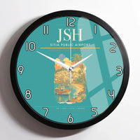 Thumbnail for Sitia Public Airport (JSH) design on turquoise framed wall clock