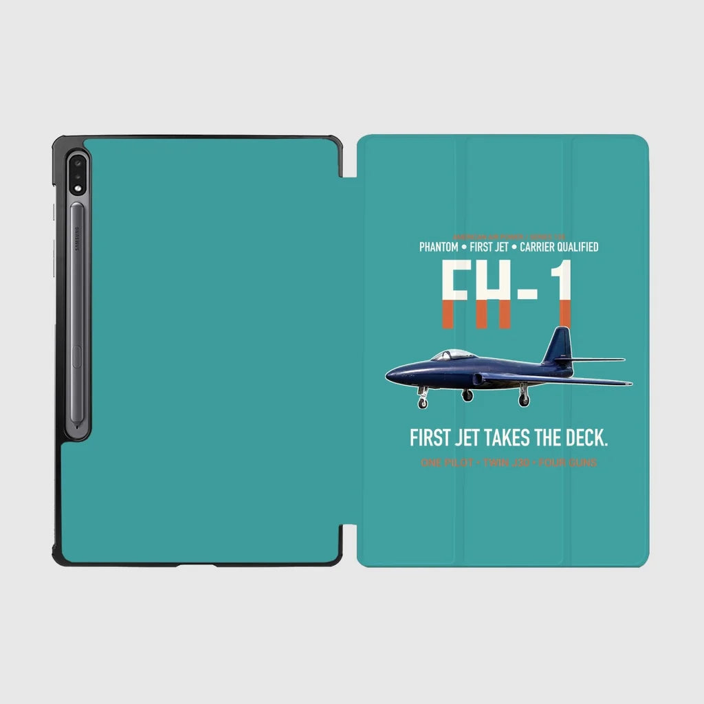 FH-1 Phantom First Jet Takes the Deck design on turquoise samsung tablet tablet case