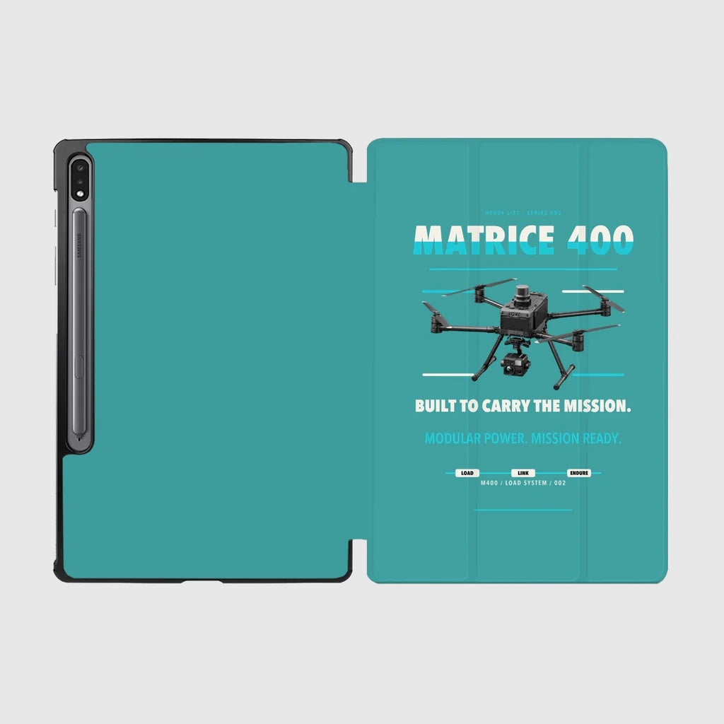 DJI Matrice 400 design on turquoise samsung tablet tablet case