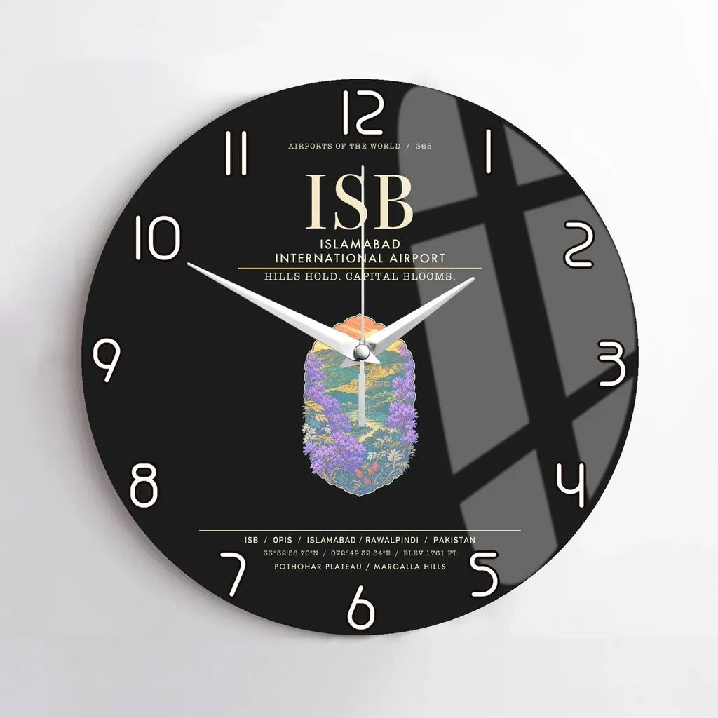 Islamabad International Airport ISB Wall-Clock No-Frame - Black