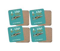 Thumbnail for A-10C Thunderbolt II design on turquoise 4 pieces set coaster