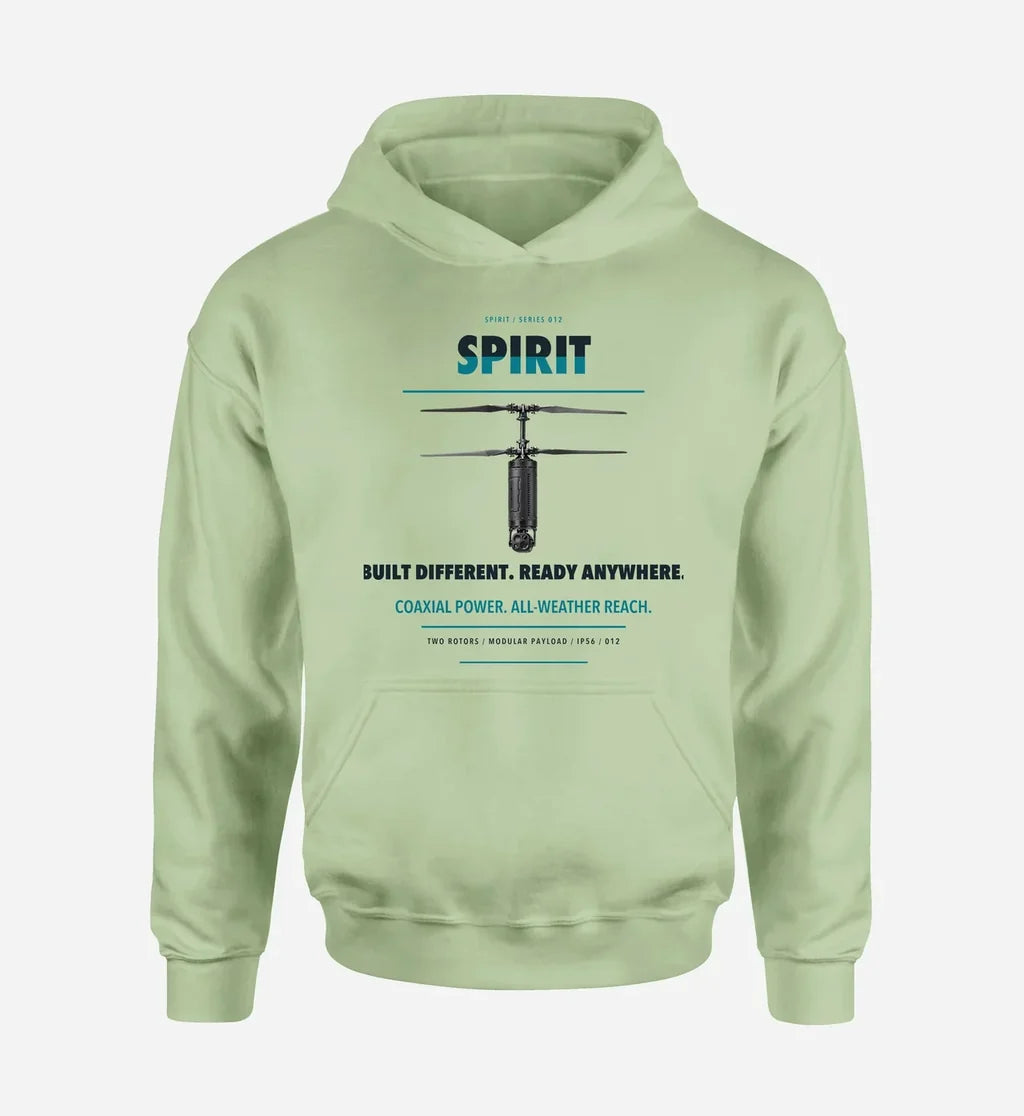 Ascent AeroSystems Spirit design on light green hoodie single side