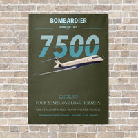 Thumbnail for Bombardier Global 7500 vertical canvas print - no frame - green army background