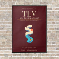 Thumbnail for Tel Aviv Ben Gurion Airport TLV - Canvas Framed - Dark Red