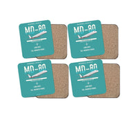 Thumbnail for McDonnell Douglas MD-80 design on turquoise 4 pieces set coaster