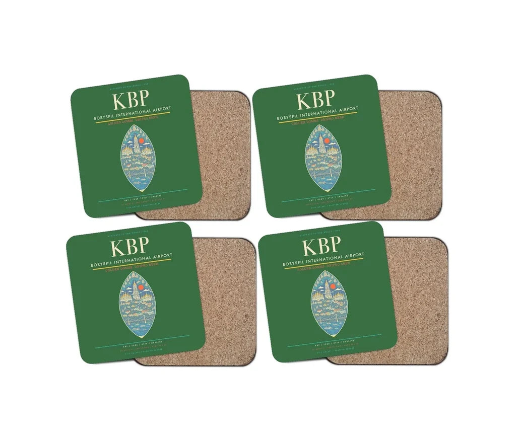 Boryspil International Airport KBP Coaster 4-Pieces-Set - Green