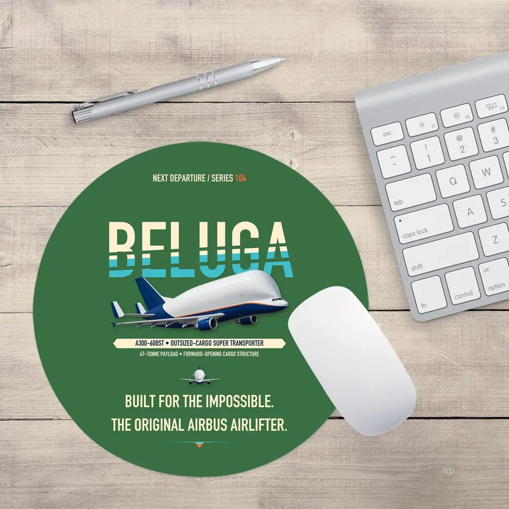 Airbus A300-600ST BelugaST design on green round mouse pad