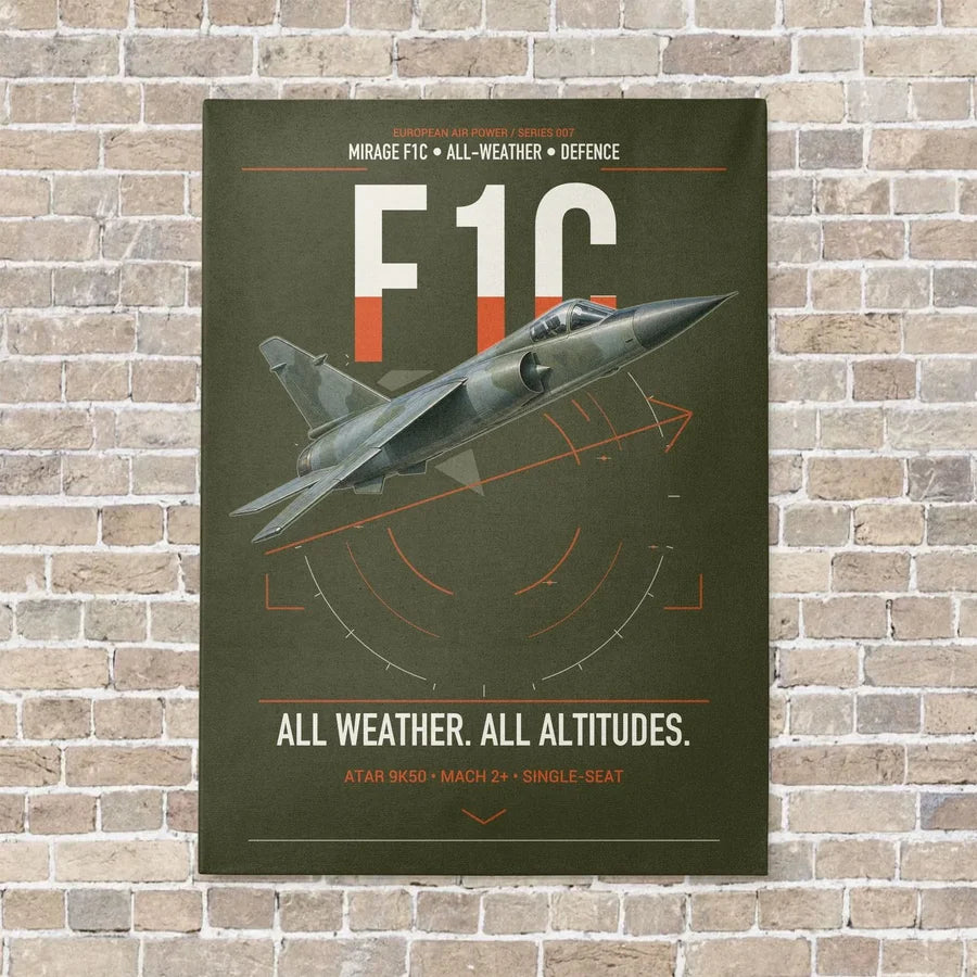 Dassault Mirage F1C vertical canvas print - no frame - green army background