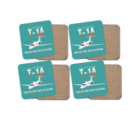 Thumbnail for T-1A Jayhawk Advanced Jet Trainer design on turquoise 4 pieces set coaster