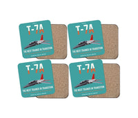 Thumbnail for T-7A Red Hawk design on turquoise 4 pieces set coaster