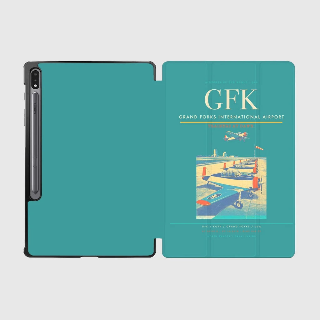 Grand Forks International Airport (GFK) design on turquoise samsung tablet tablet case