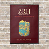 Thumbnail for Zurich Airport ZRH - Canvas Framed - Dark Red