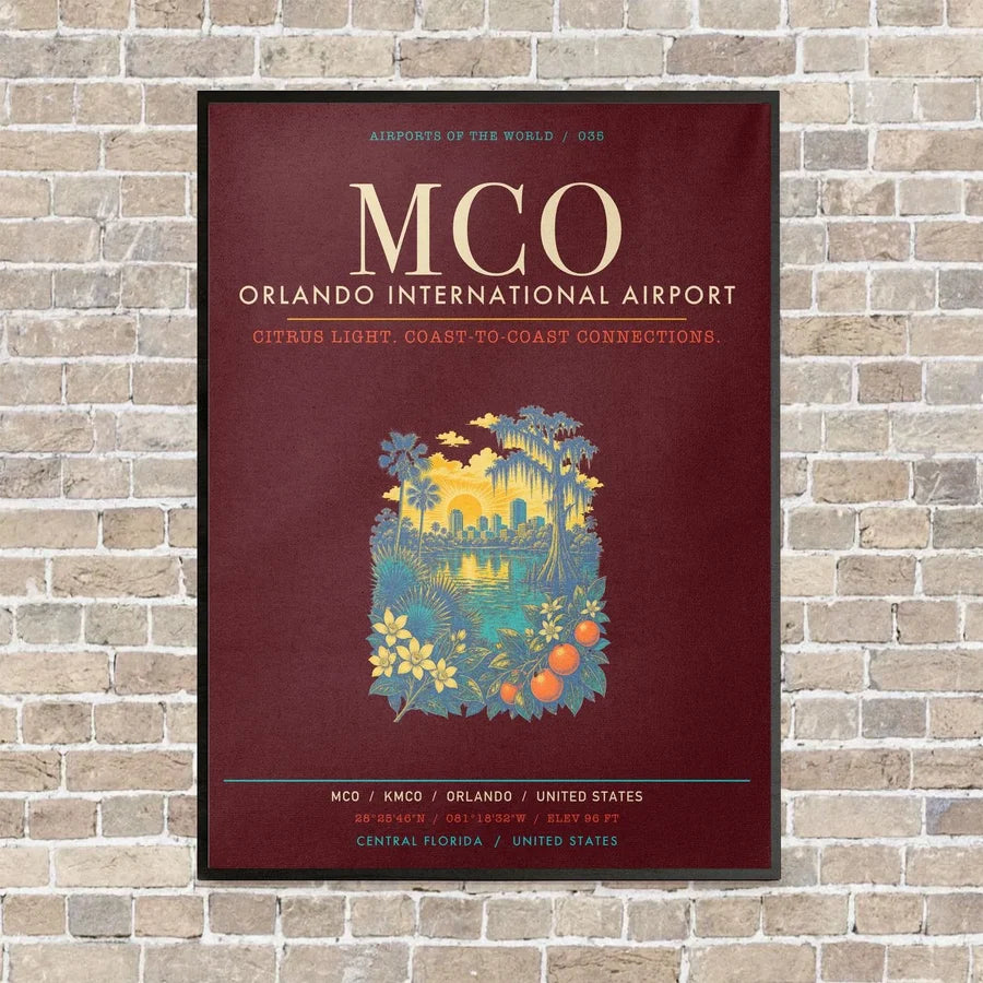 Orlando International Airport MCO - Canvas Framed - Dark Red