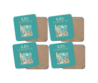 Thumbnail for Kristiansand Airport, Kjevik (KRS) design on turquoise 4 pieces set coaster