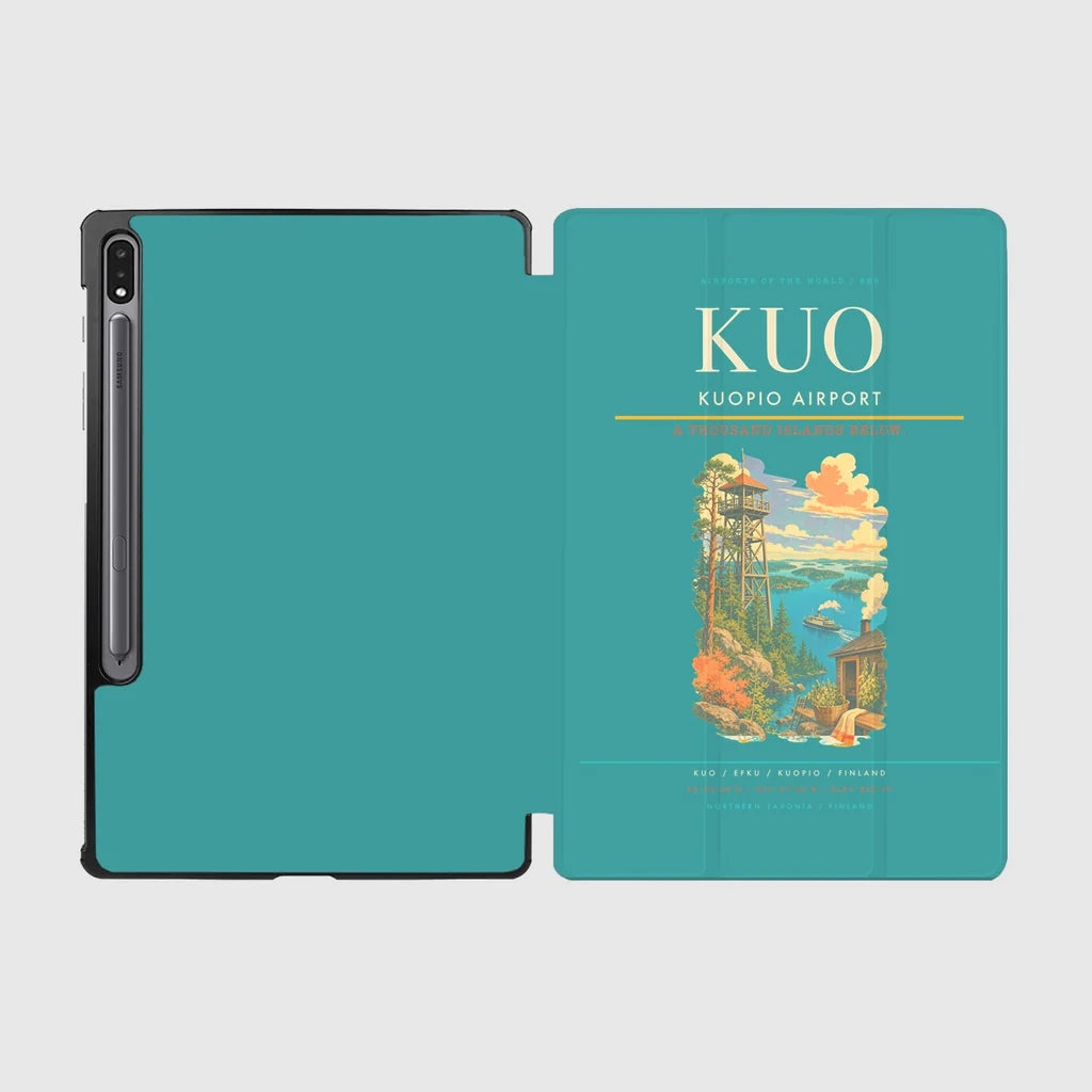 Kuopio Airport (KUO) design on turquoise samsung tablet tablet case
