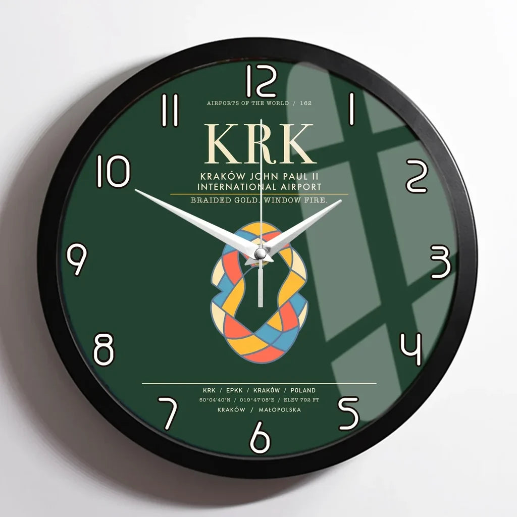 Krakow John Paul II International Airport KRK Wall-Clock Framed - Dark Green