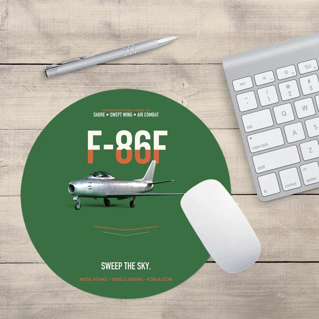 F-86F Sabre Sweep The Sky design on green round mouse pad