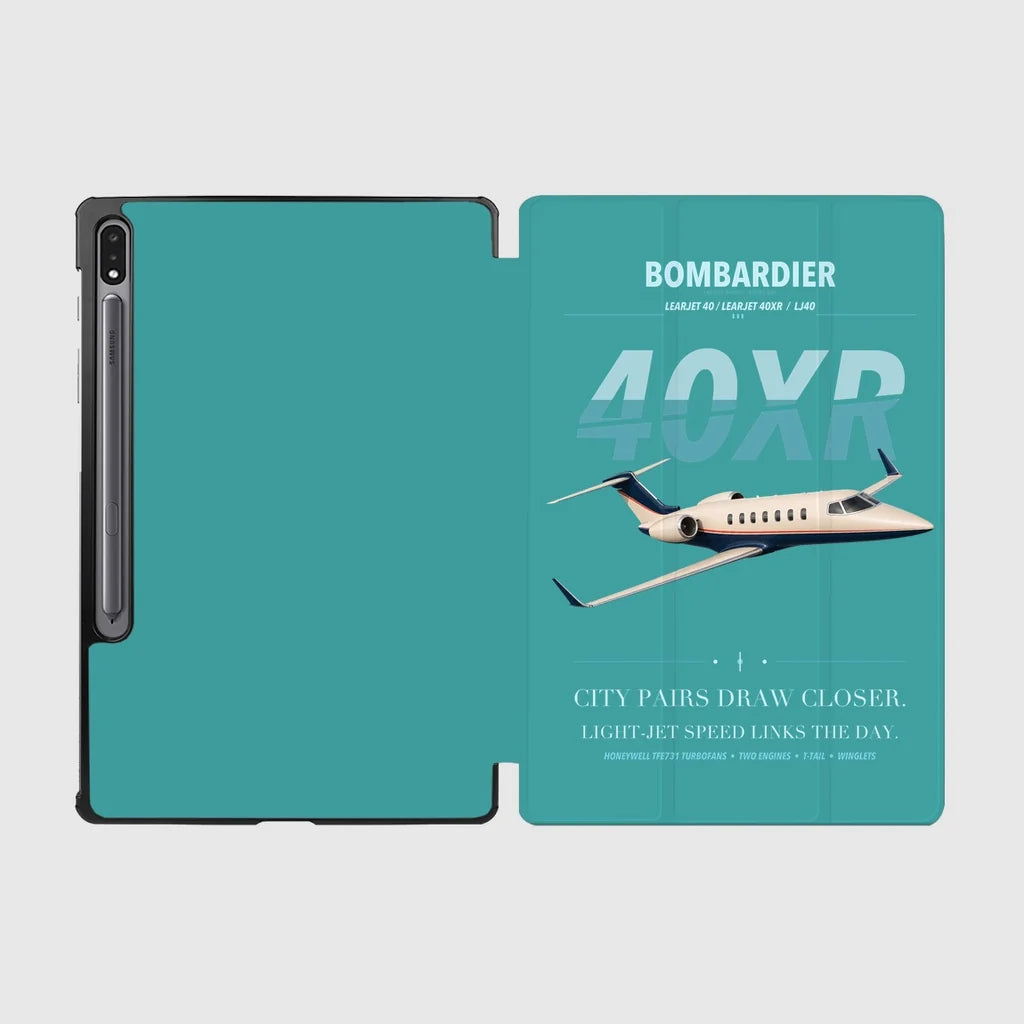 Bombardier Learjet 40XR design on turquoise samsung tablet tablet case