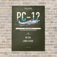 Thumbnail for Pilatus PC-12 PRO vertical canvas print - no frame - green army background