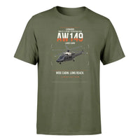 Thumbnail for Leonardo AW149 design on green army t-shirt, single-side print